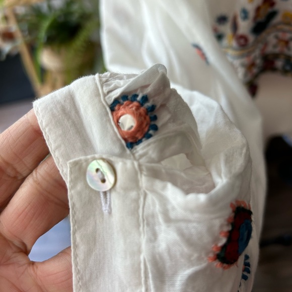 Zara embroidered blouse long sleeve size XS casual style - Picture 6 of 13